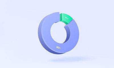 Proportion chart percentage data information statistic business calculating financial analysis technology diagram economic development risk profit growth project success. 3d vector illustrati
