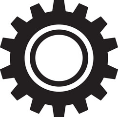 Gear Rotation Silhouette in Black | Industrial Cog Icon Illustration Vector Format
