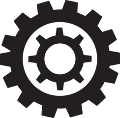 Gear Rotation Silhouette in Black | Industrial Cog Icon Illustration Vector Format