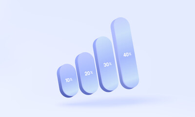 Graph up statistics financial with number percentage grow investment Data analytics Optimization growth stock trading market technology business development concept. 3D vector icon illustration