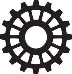 Gear Rotation Silhouette in Black | Industrial Cog Icon Illustration Vector Format