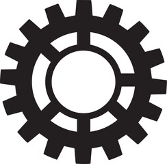 Gear Rotation Silhouette in Black | Industrial Cog Icon Illustration Vector Format