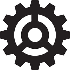 Gear Rotation Silhouette in Black | Industrial Cog Icon Illustration Vector Format
