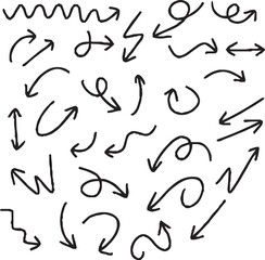 Hand-drawn arrow icon set. A collection of curved