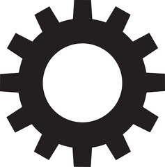Gear Rotation Silhouette in Black | Industrial Cog Icon Illustration Vector Format