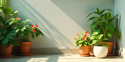 Peaceful Therapeutic Garden with Blooming Flowers and Sunlit Greenery