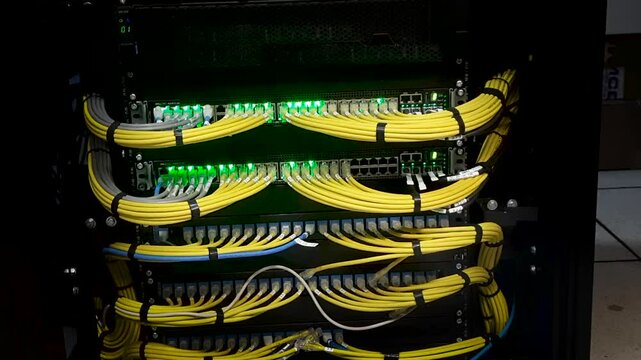 Busy Server Room with lights blinking