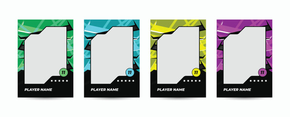Set of player trading card template, Photo frame and border collection for soccer, hockey, volleyball, and basketball players, Sport flyer layout design, Template eps 10.
