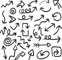 Hand-drawn arrow icon set. A collection of curved