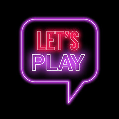Neon Let's Play text with purple and red colour | Let's Play neon sign | Let's Play vector image