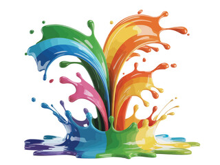Rainbow Paint Splashes Colorful Liquid Explosion Vibrant Hues Dynamic Flowing Design vector