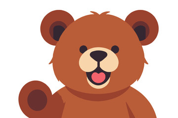 Obraz premium Cute Cartoon Bear Illustration-Friendly Brown Bear Waving-Adorable Animated Animal Character-Children's Art-Perfect for Storybooks-Playful and Engaging Design