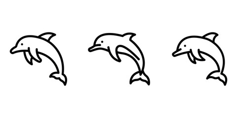 dolphin outline or line icon design bundle.