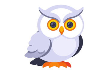 Obraz premium Cute Cartoon Owl Illustration-Adorable Bird Vector Graphic-Owl with Big Eyes-Funny Owl Character Design-Owl Animal Clipart for Kids-Cartoon Owl Art