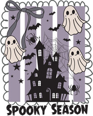 Spooky Season Halloween Cute Ghost Preppy T shirt Design