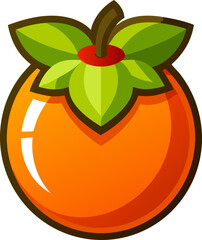 single Persimmon fruits vector icon , white background 
