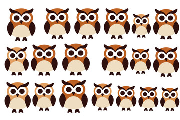 Fototapeta premium Cute Owl Pattern Graphic Design - Adorable Brown and Beige Owl Illustration - Perfect for Crafts and Decorations - Whimsical Bird Clipart Image