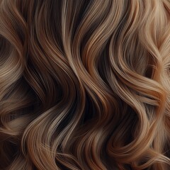 Fototapeta premium Beautifully Styled Brown and Blonde Hair: A Close-Up View of Flowing Waves and Color Blending, Showcasing Health and Shine in Every Strand