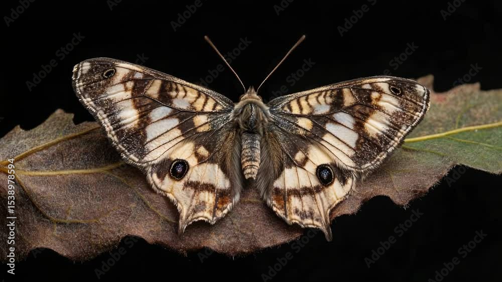 Poster close-up of a butterfly resting on a leaf, with vibrant colors and intricate details