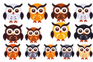 Fototapeta premium Colorful Owl Cartoon Pattern-Cute Owls in Different Colors-Kids Room Decor-Nursery Art-Adorable Owl Illustrations-Bright and Cheerful Owl Designs-Fun Owl Characters