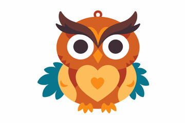 Fototapeta premium Cute Cartoon Owl Illustration- Whimsical Bird Art- Educational Graphic for Kids- Animal Clipart Design- Perfect for Children's Projects- Heart Decoration