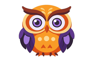 Naklejka premium Cute Cartoon Owl Illustration-Orange and Purple Owl Clipart-Whimsical Owl Image for Kids-Download High-Quality Owl Graphics-Owl Vector Art for Creative Projects