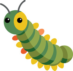 green caterpillar on a white background