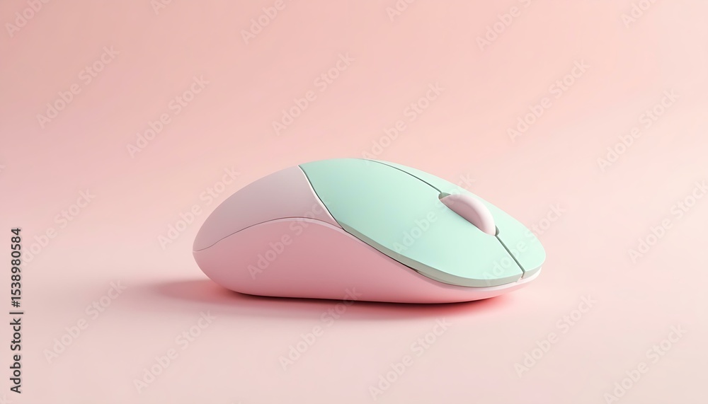 Wall mural pink and mint computer mouse wireless technology device input peripheral modern design