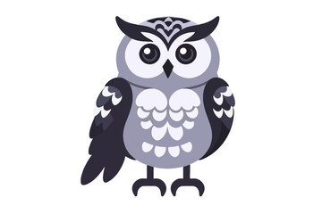 Obraz premium Cute Cartoon Owl Vector Illustration - Educational Bird Clipart for Kids - Adorable Animal Graphic Design Element- Perfect for Children's Books and Crafts