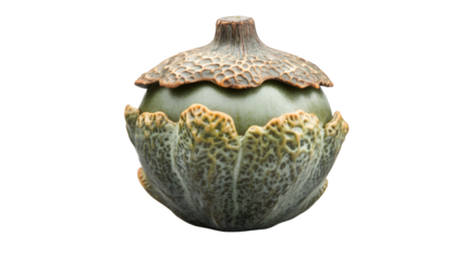 Oak acorn with cap isolated on transparent background 