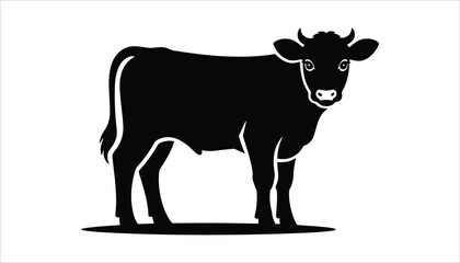 Cow Silhouette Vector Illustration Isolated on White
