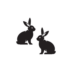 rabbit shilhuette icon set