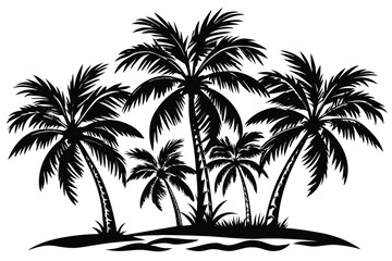 Majestic Palm Trees Silhouette Tropical Paradise Illustration