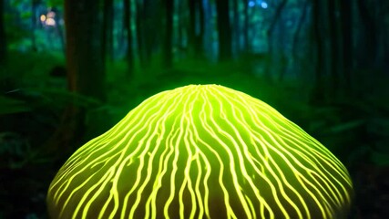 Glowing mushroom in dark forest - Powered by Adobe