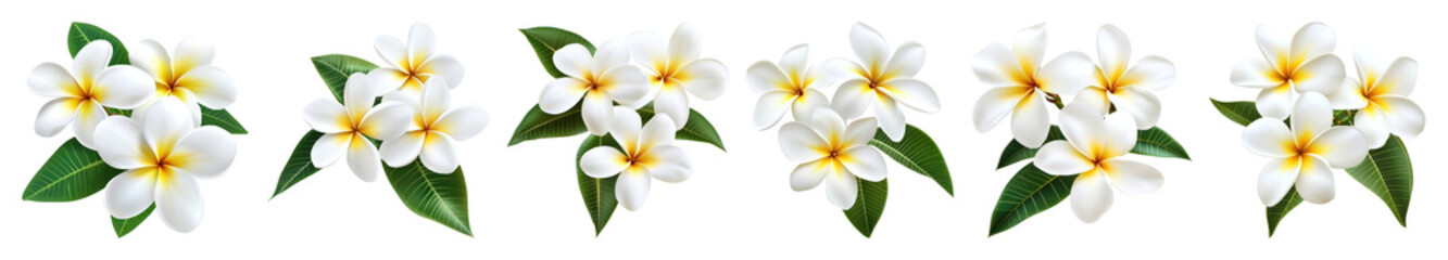 Fototapeta premium PNG Tropical plumeria floral border, element set on transparent background