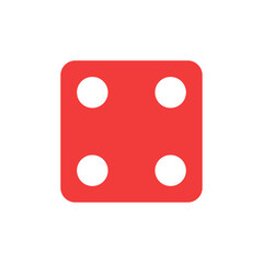 Red die showing four dots, representing the number 4 in dice games, chance, or gambling icons. Ideal for board games, gaming apps, and entertainment content related to probability and luck.