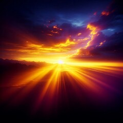 Obraz premium Radiant Sunrise Through Dramatic Cloudscape