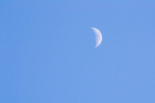 Crescent moon with blue sky