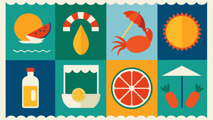 Summertime fun a colorful grid of summer icons