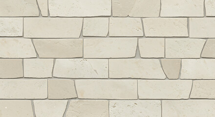 Obraz premium Beige stone wall texture with detailed irregular brick pattern for backgrounds