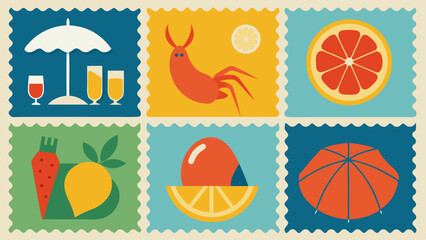 Summertime fun a collection of colorful illustrations