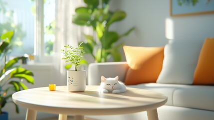 A cozy and comfortable living room with a modern, minimalist design featuring a fireplace, plush furniture, and soft neutral decor that creates a welcoming and relaxing atmosphere.