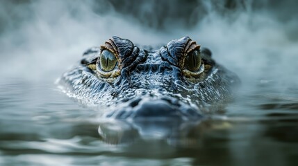 Obraz premium Close-up view of an alligator's eye and snout.