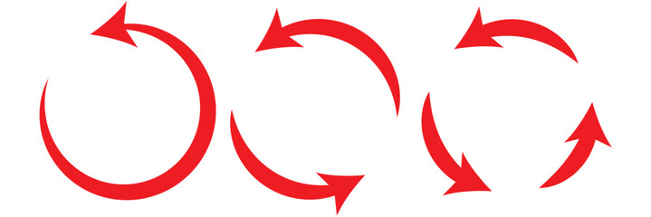 Set of circle arrow vector icons. Recycling icon. Circular vector arrows. Refresh and reload arrow icon. Arrows flat sign. Repeat cycle symbol on white background. Vector icon. Eps 10