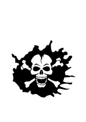 Tete de mort crane fantaisie drapeau