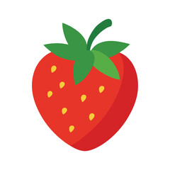 Obraz premium Strawberry with seeds and leaf cap Vector illustration on white background