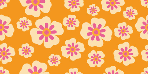 Hand-drawn flowers, seamless patterns with floral for fabric, textiles, clothing, and wrapping paper