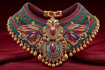 Obraz premium Rich beaded necklace with detailed patterns high resolution picture