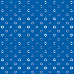 Small white flowers pattern doodle shapes motif continuous classic blue background. Modern floral fabric design textile swatch ladies dress, men's shirt all over print block.