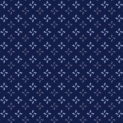 Small white flowers pattern doodle shapes motif continuous classic blue background. Modern floral fabric design textile swatch ladies dress, men's shirt all over print block.	